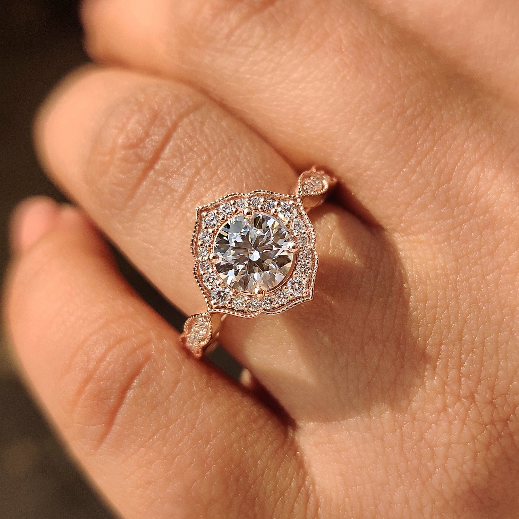 Round Diamond Engagement Ring in Halo Style Secondary image