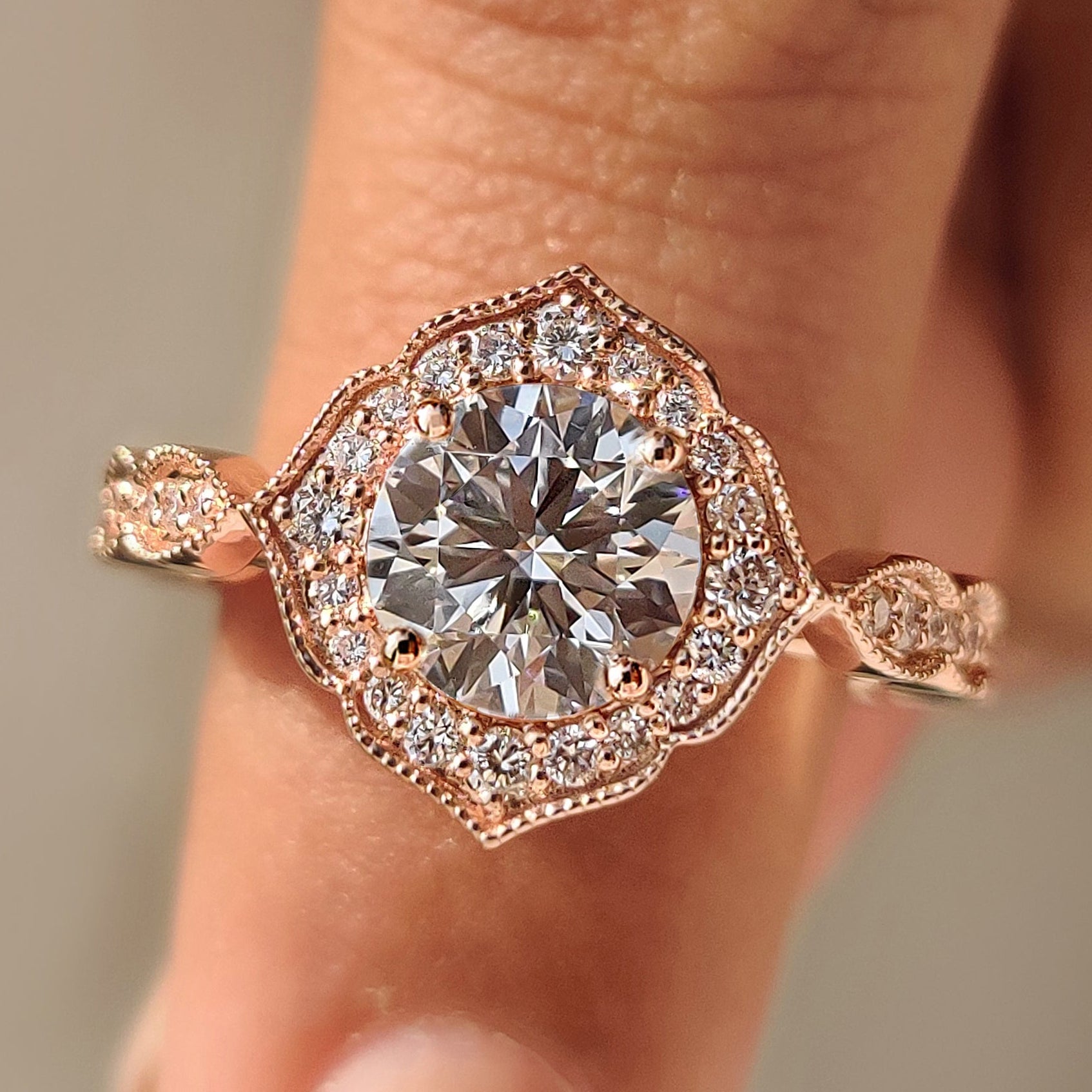 Round Diamond Engagement Ring in Halo Style Main image