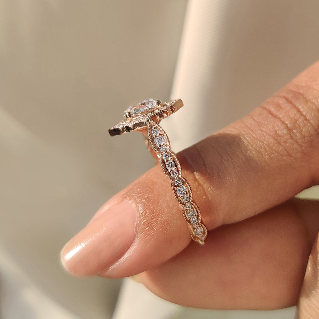 Round Diamond Engagement Ring in Halo Style