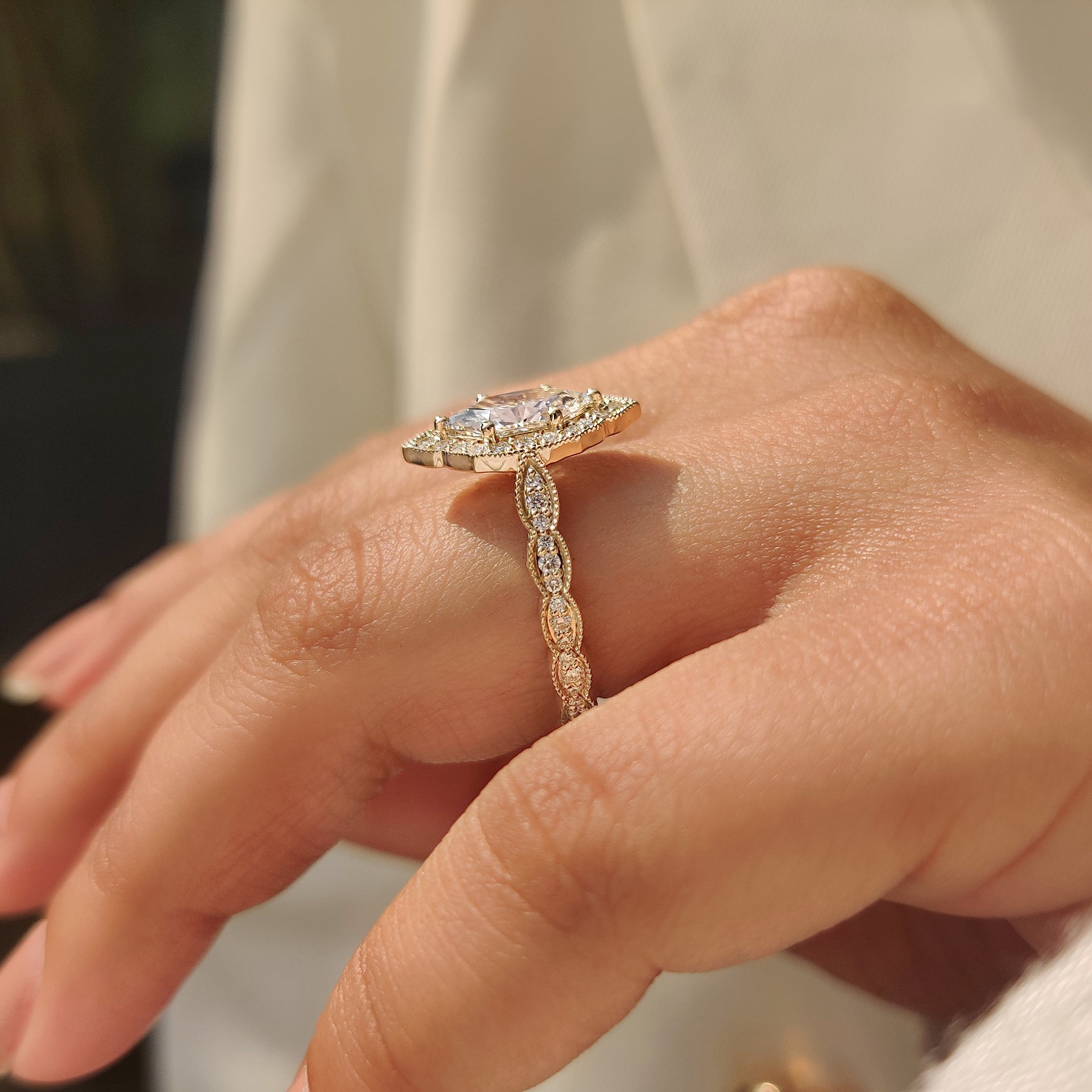 Dutch Marquise Diamond Engagement Ring in Vintage Style