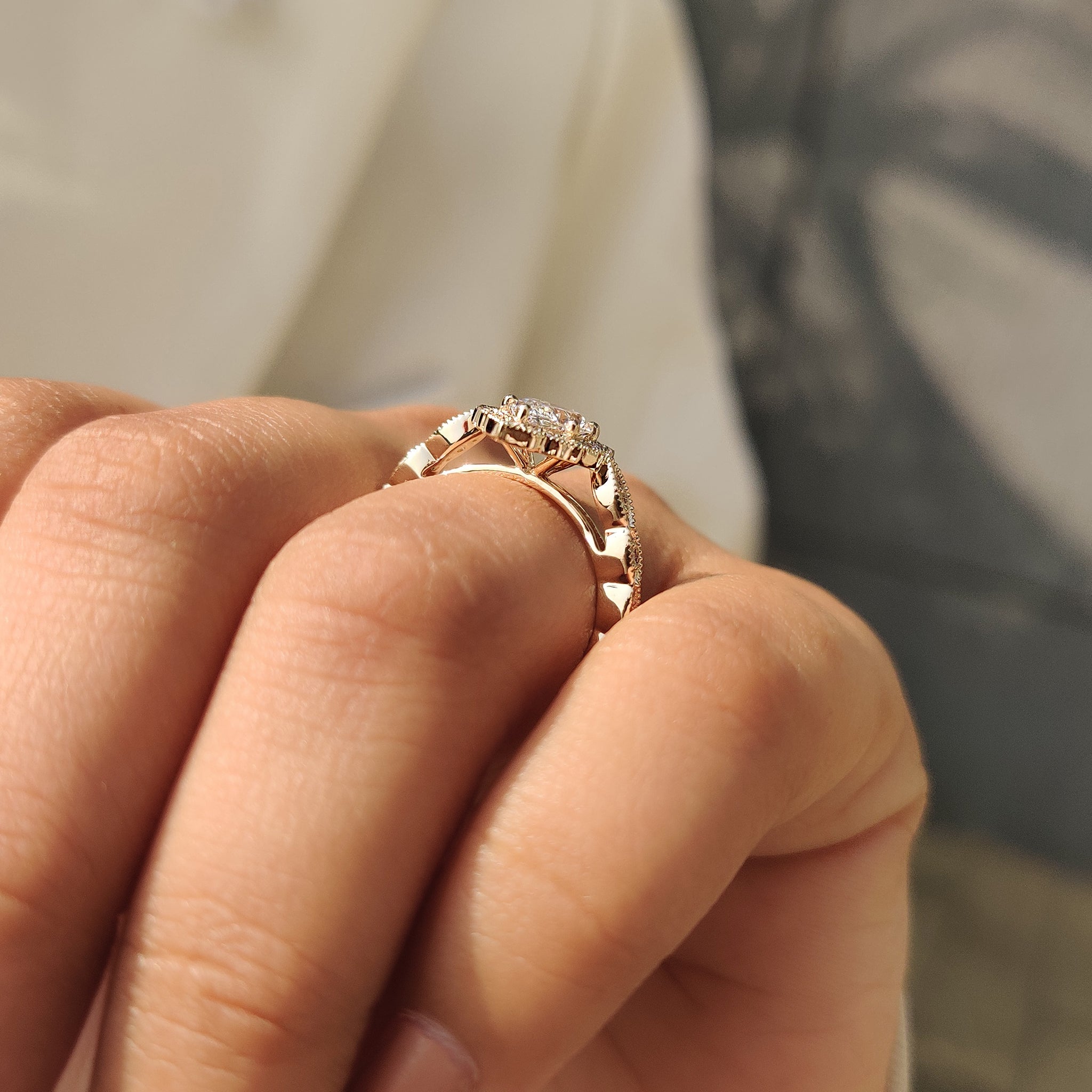Dutch Marquise Diamond Engagement Ring in Vintage Style