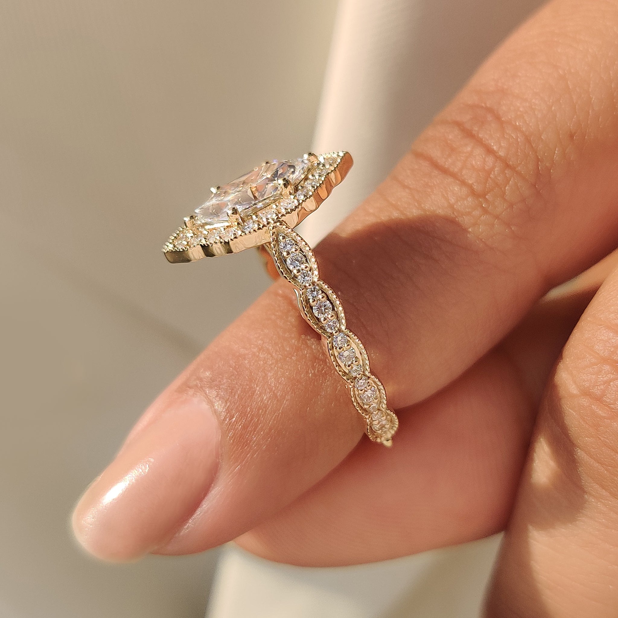 Dutch Marquise Diamond Engagement Ring in Vintage Style