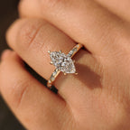 Flush Pave Set Marquise Diamond Ring in 6 Claw Prong Setting