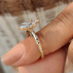 Flush Pave Set Marquise Diamond Ring in 6 Claw Prong Setting