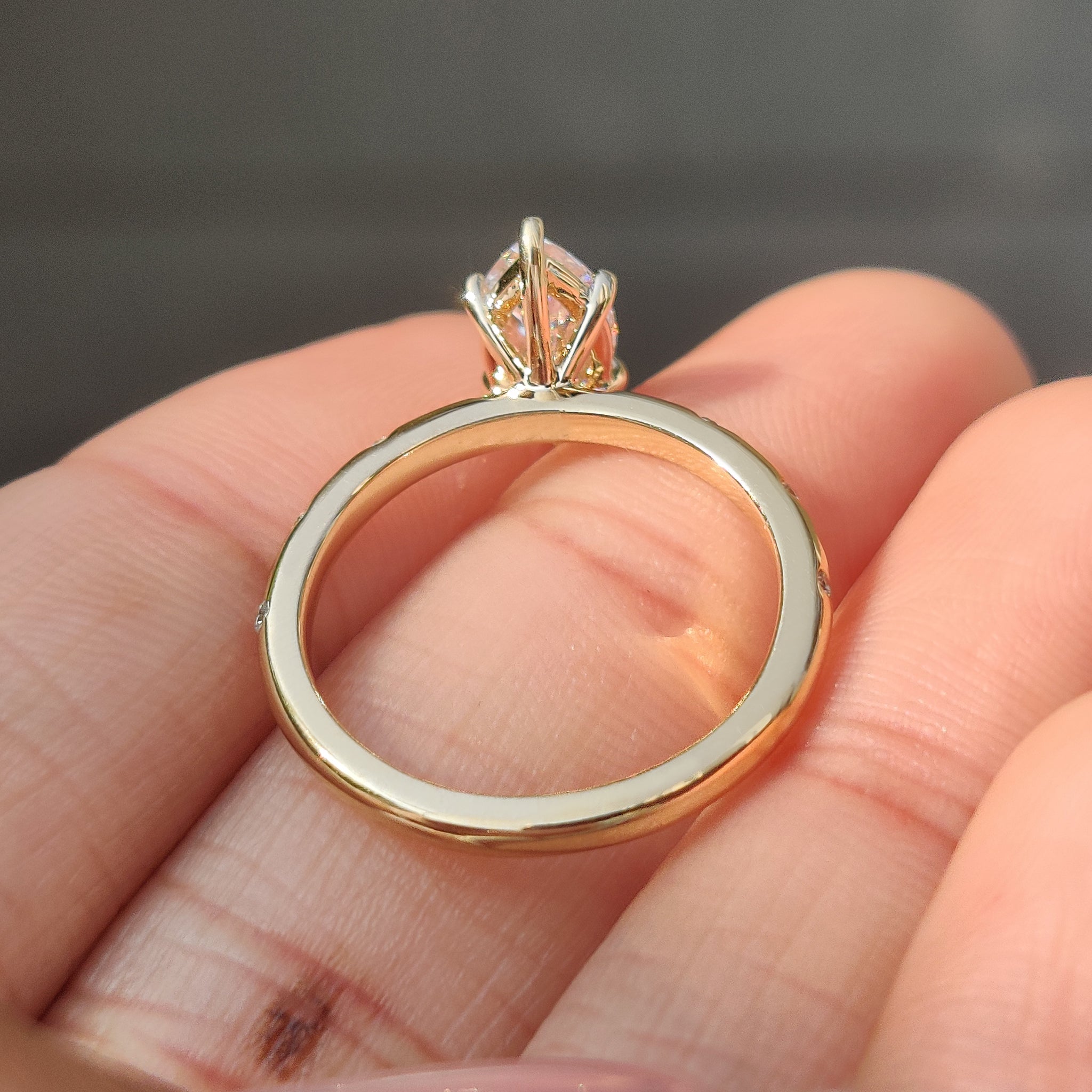 Flush Pave Set Marquise Diamond Ring in 6 Claw Prong Setting