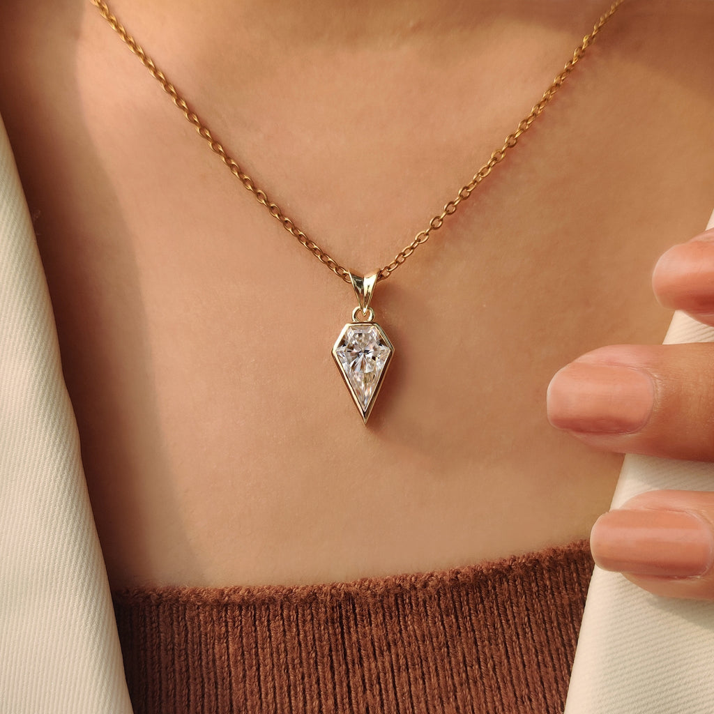 Spear Cut Moissanite Solitaire Pendant