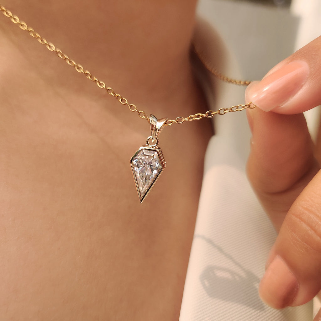 Spear Cut Moissanite Solitaire Pendant