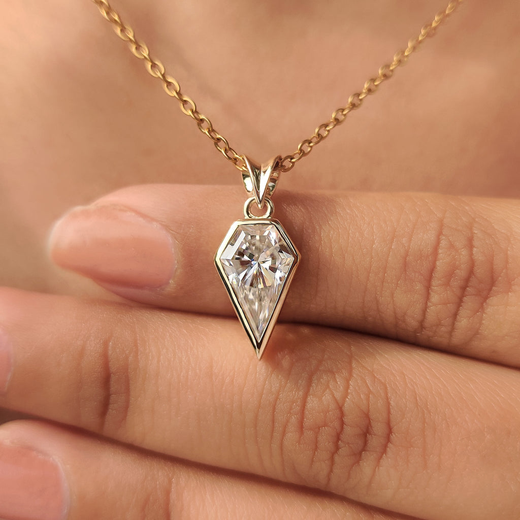 Spear Cut Moissanite Solitaire Pendant
