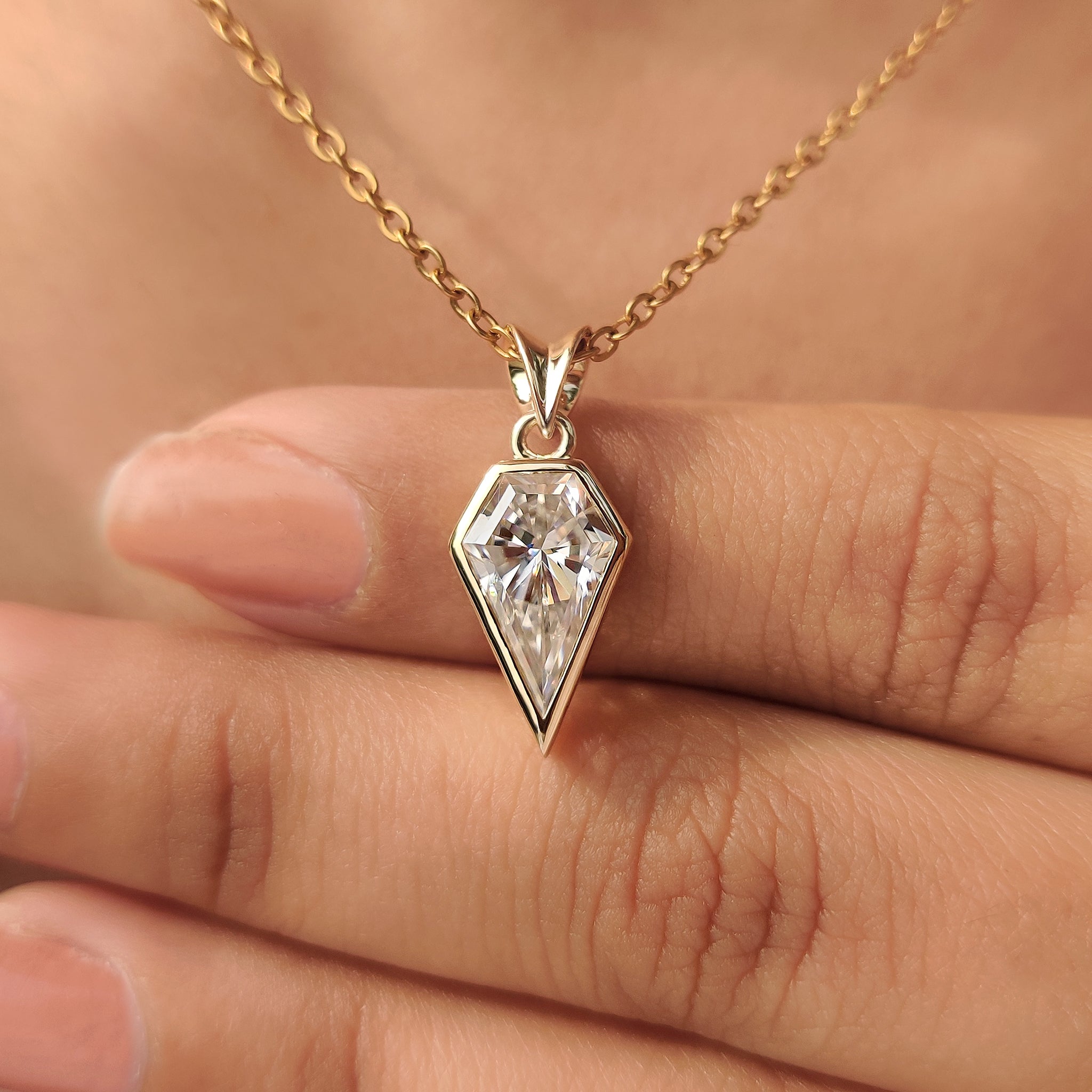Spear Cut Moissanite Solitaire Pendant