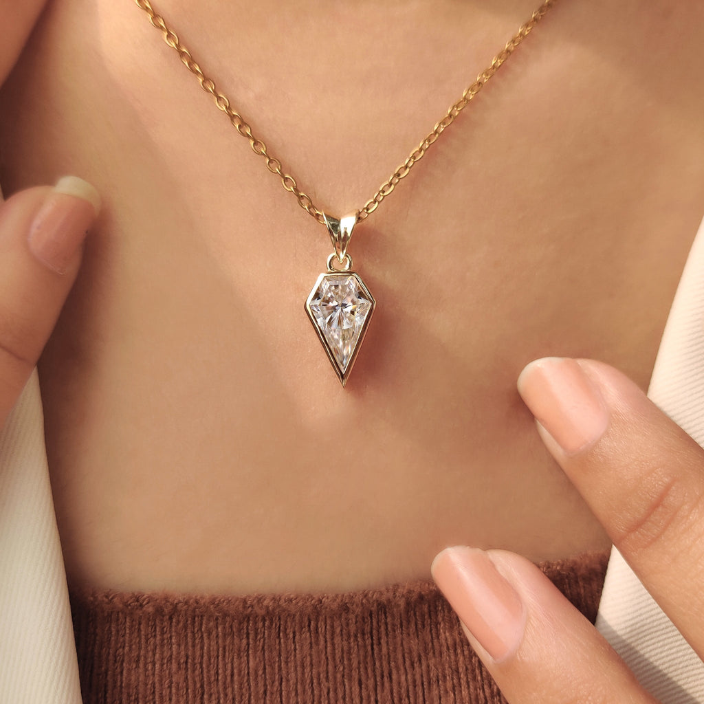 Spear Cut Moissanite Solitaire Pendant