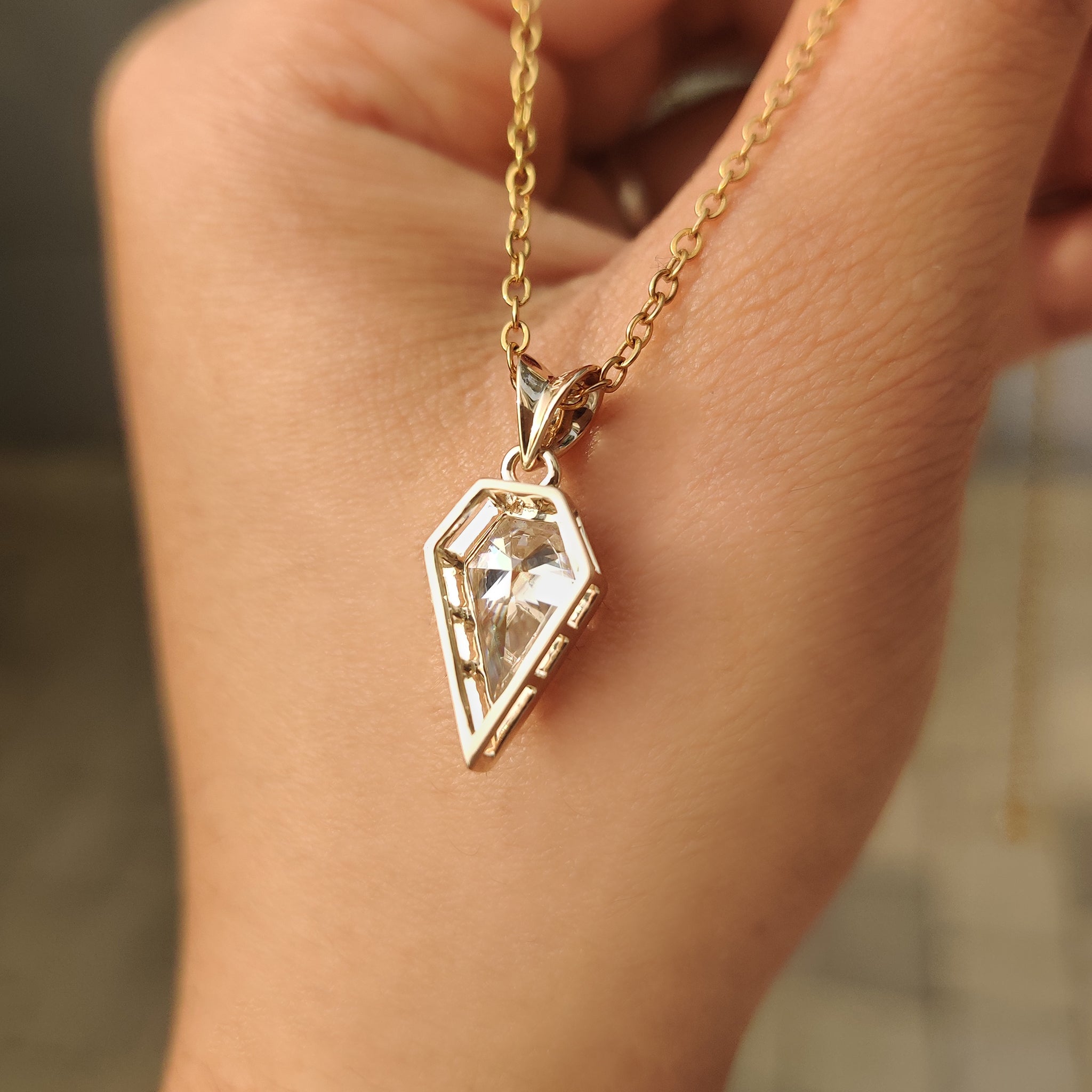 Spear Cut Moissanite Solitaire Pendant