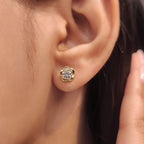 Round Cut Flower Shaped Diamond Earrings