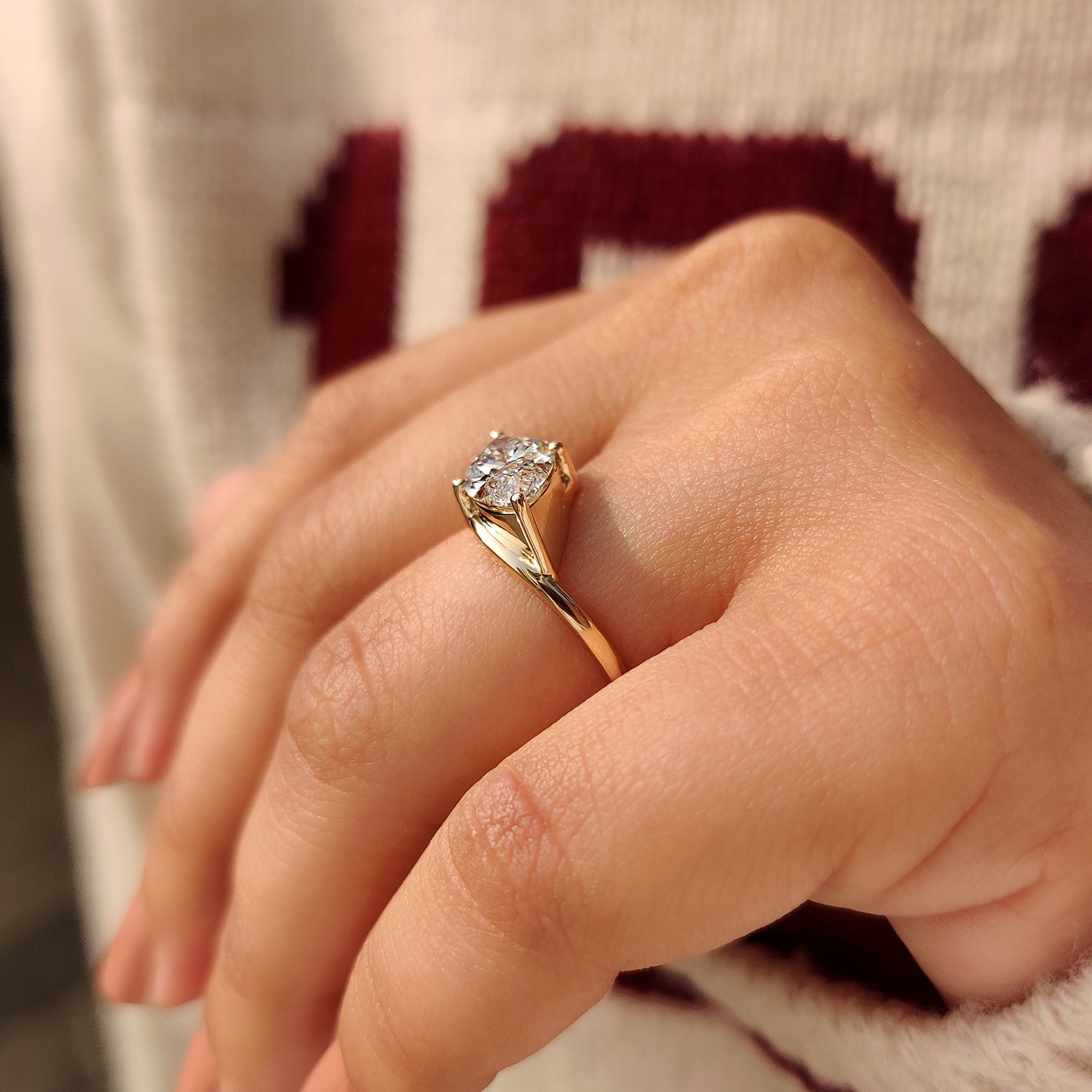 1 - 2 CT Marquise Diamond Solitaire Ring in Bypass Setting