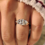 1 - 2 CT Marquise Diamond Solitaire Ring in Bypass Setting
