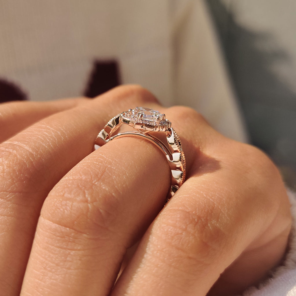 Hexagon Diamond Ring in Vintage Style