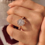 Hexagon Diamond Ring in Vintage Style