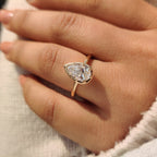 Pear Cut Diamond Ring in Bezel Type Prong Setting