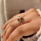 Pear Cut Diamond Ring in Bezel Type Prong Setting