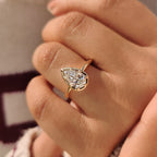 Pear Cut Diamond Ring in Bezel Type Prong Setting