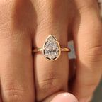Pear Cut Diamond Ring in Bezel Type Prong Setting