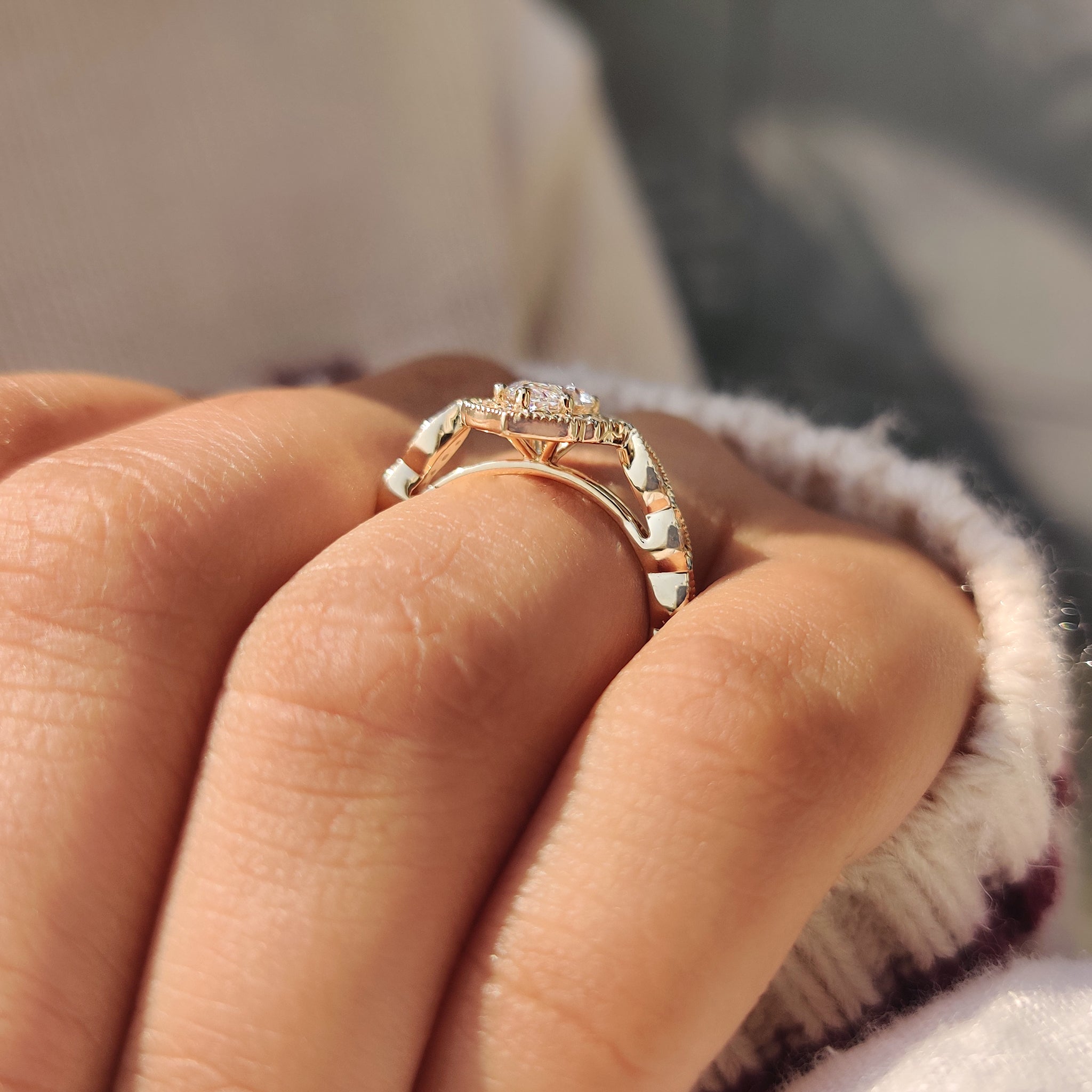Marquise Cut Diamond Ring in Milgrain Setting