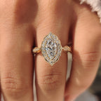Marquise Cut Diamond Ring in Milgrain Setting