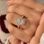 Vintage Oval Cut Diamond Ring in Milgrain Setting