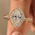 Vintage Oval Cut Diamond Ring in Milgrain Setting