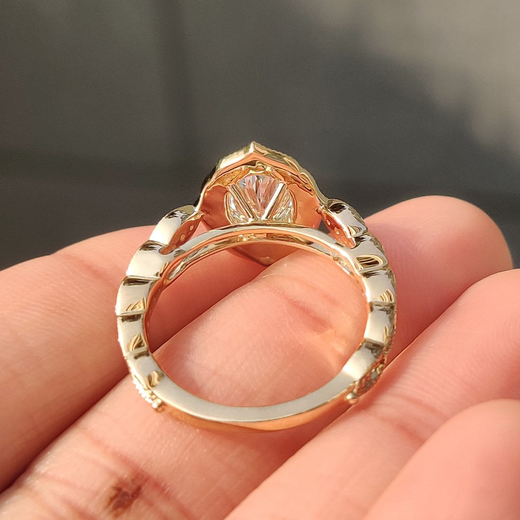 Vintage Oval Cut Diamond Ring in Milgrain Setting