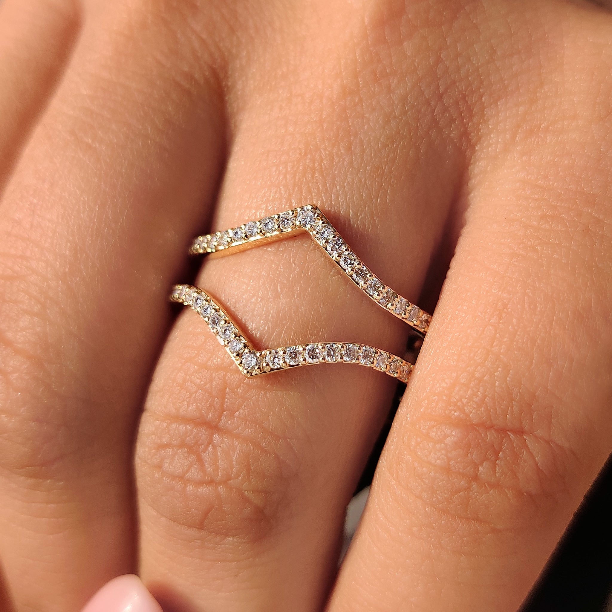 Round Diamond Enhancer V Shaped Wedding Band