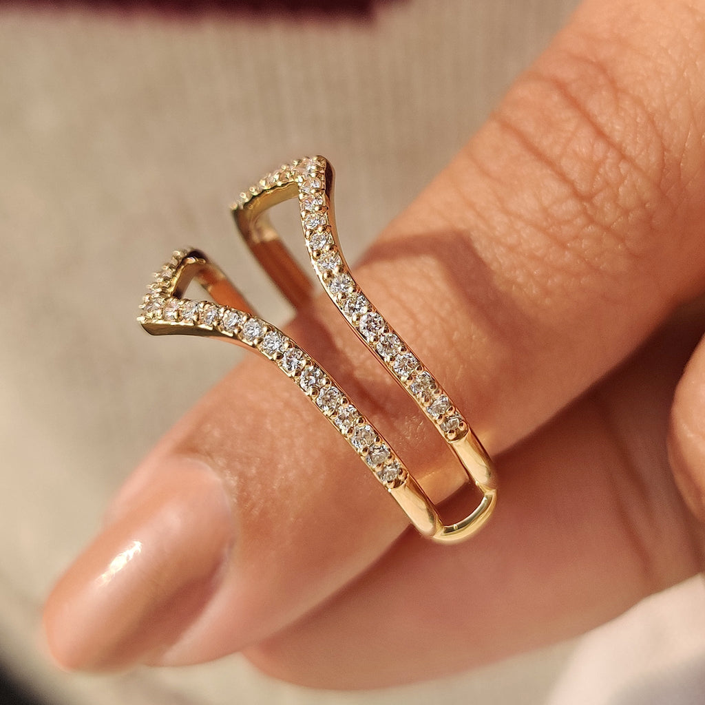 Round Diamond Enhancer V Shaped Wedding Band