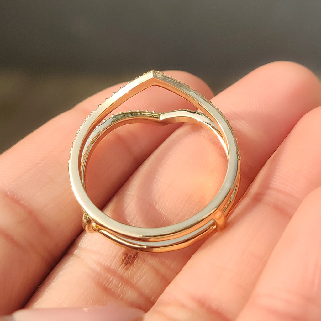 Round Diamond Enhancer V Shaped Wedding Band