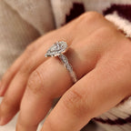 Heart Cut Diamond Ring with Round Diamond Halo Style