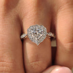 Heart Cut Diamond Ring with Round Diamond Halo Style