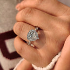 Heart Cut Diamond Ring with Round Diamond Halo Style