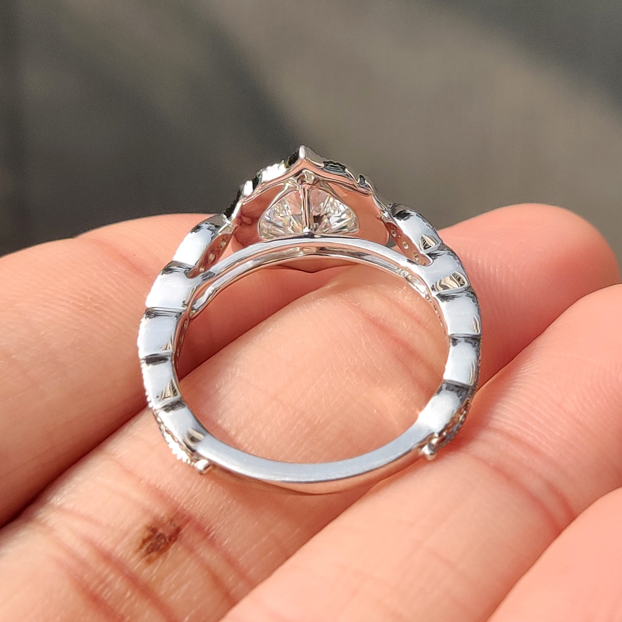 Heart Cut Diamond Ring with Round Diamond Halo Style