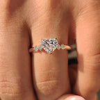 Heart Cut Diamond Ring With Round Side Stones