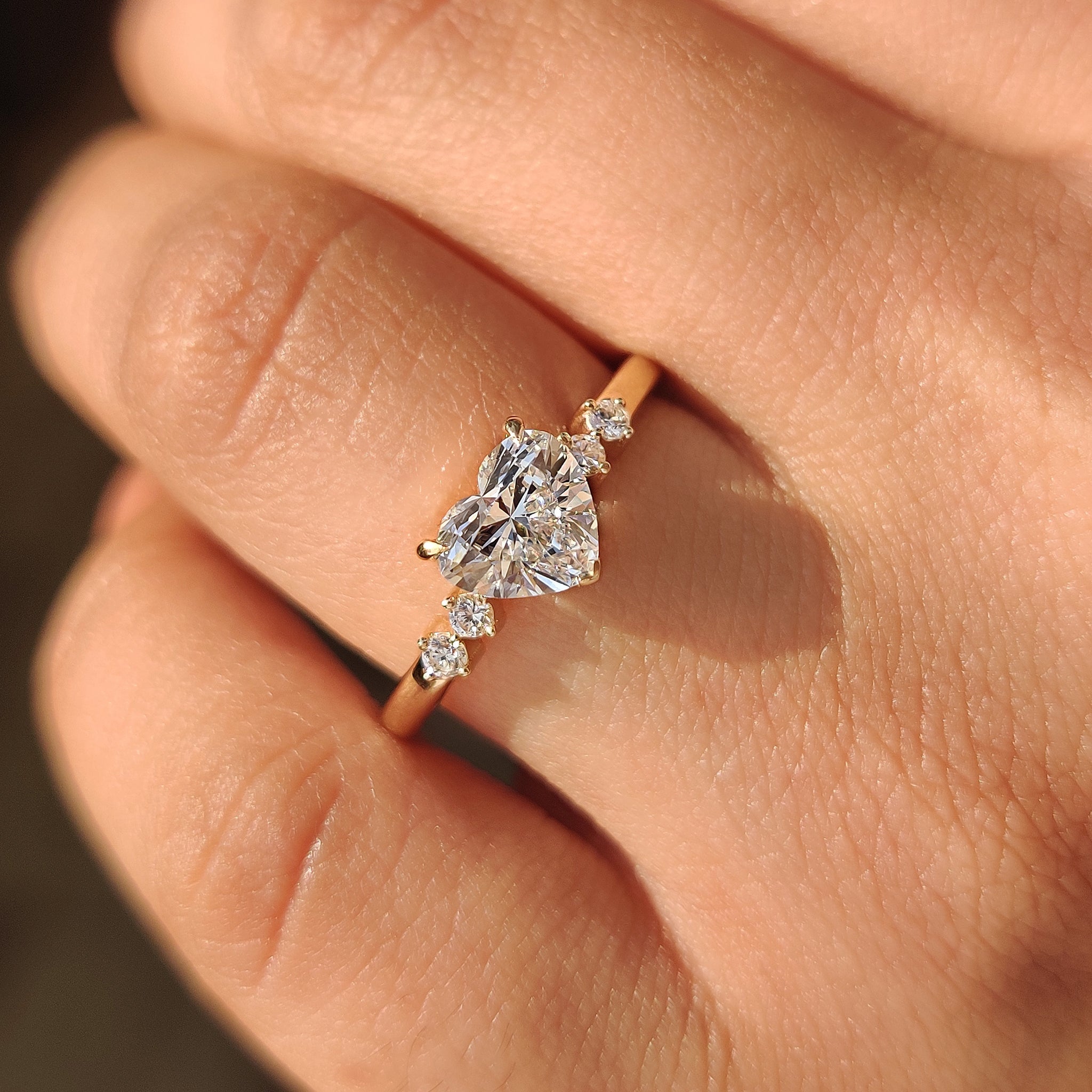 Heart Cut Diamond Ring With Round Side Stones Secondary image