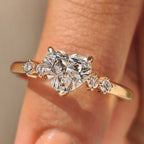 Heart Cut Diamond Ring With Round Side Stones