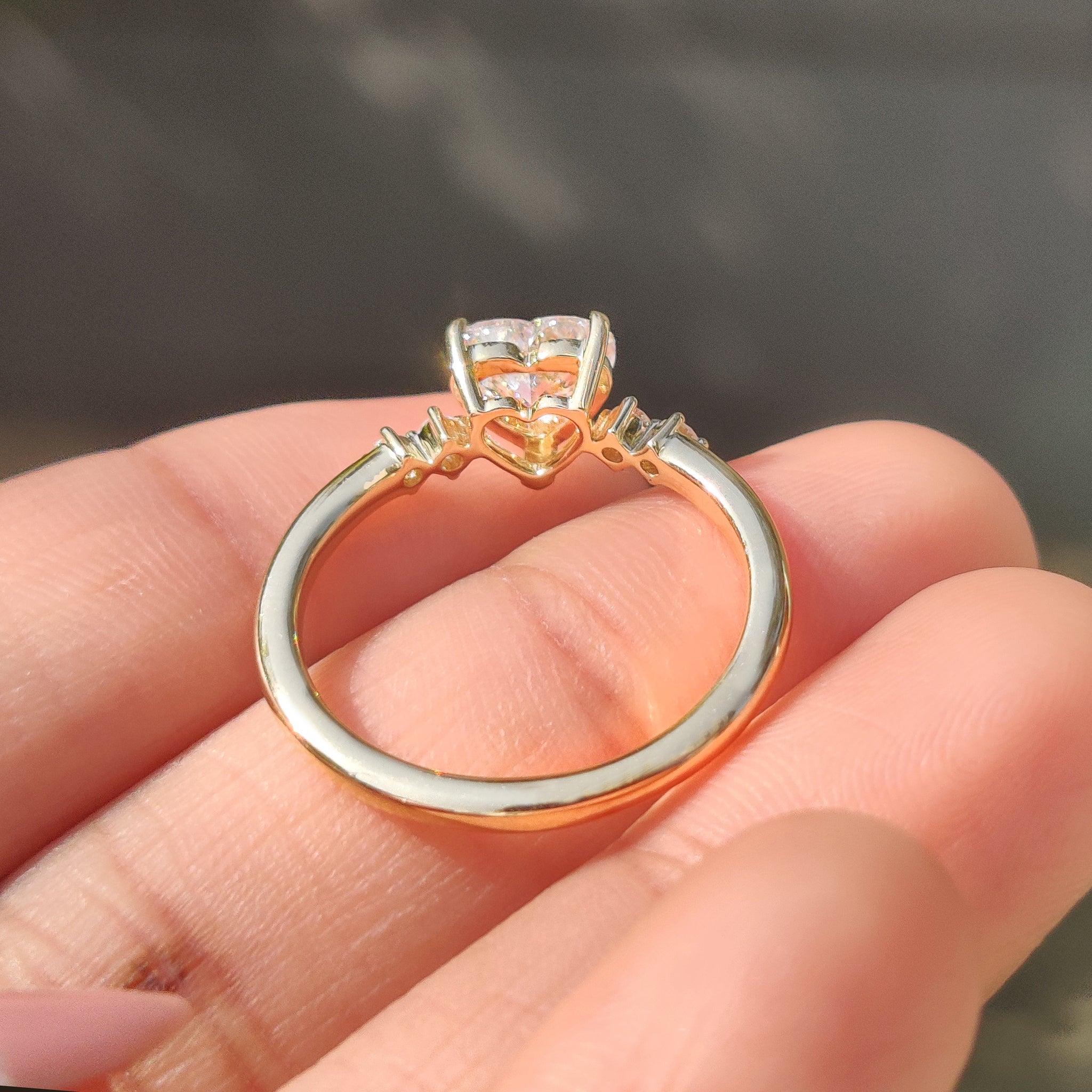 Heart Cut Diamond Ring With Round Side Stones
