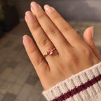Pink Round Rose Cut Diamond Solitaire Engagement Ring