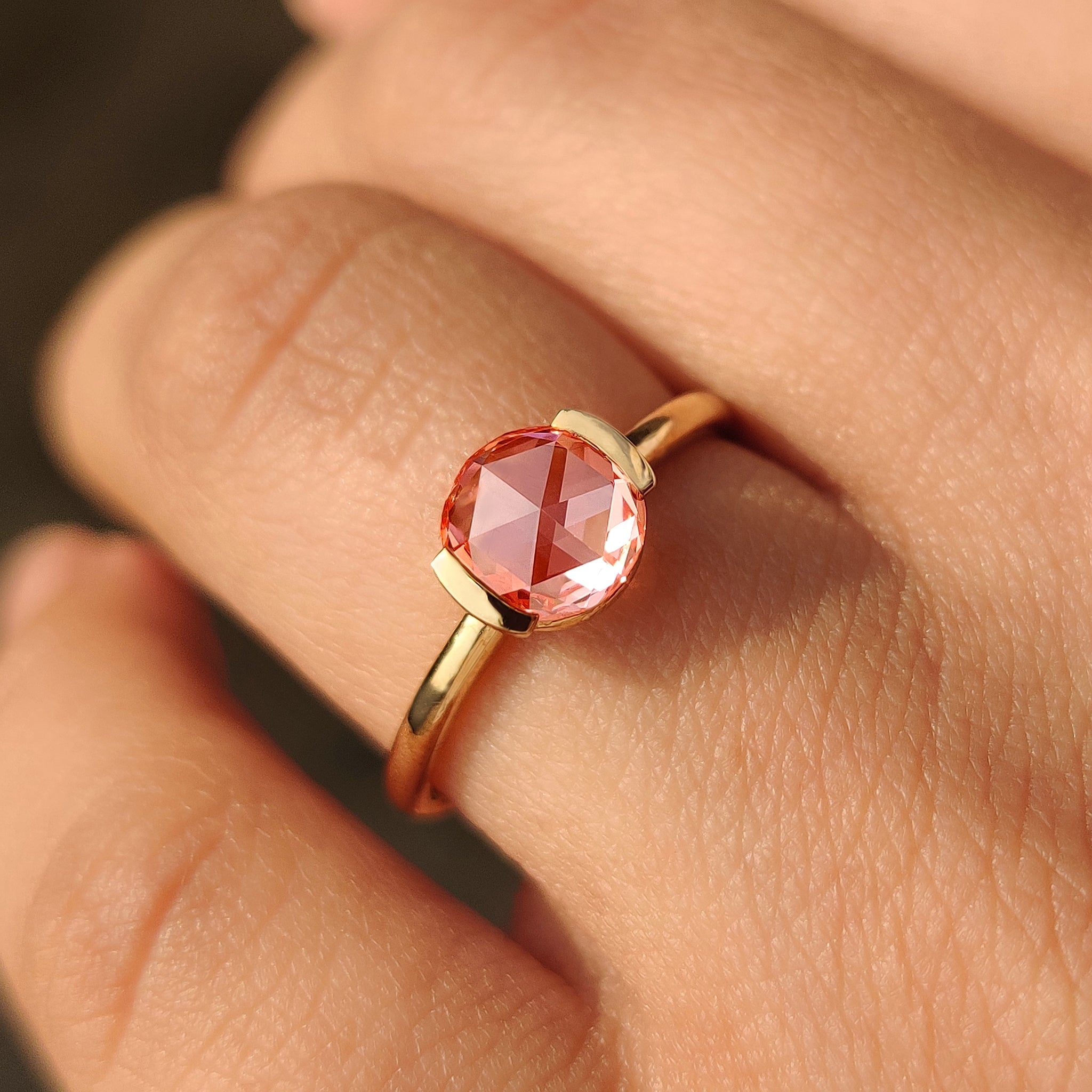 Pink Round Rose Cut Diamond Solitaire Engagement Ring Secondary image
