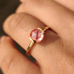 Pink Round Rose Cut Diamond Solitaire Engagement Ring