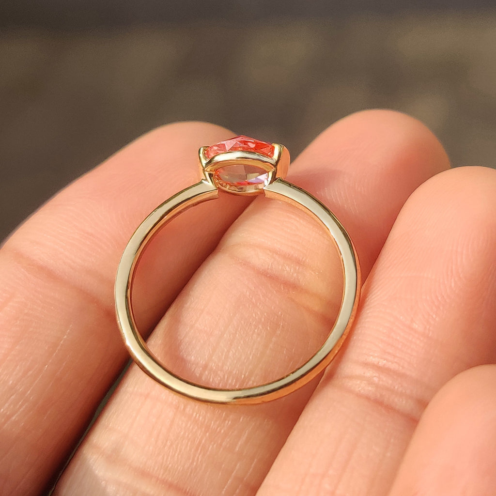 Pink Round Rose Cut Diamond Solitaire Engagement Ring