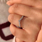 V Shaped Wedding Band - Round Brilliant Cut