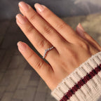 V Shaped Wedding Band - Round Brilliant Cut