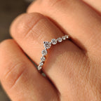 Round Cut Curved Diamond Wedding Band