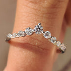 Round Cut Curved Diamond Wedding Band