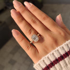 Emerald Cut Diamond Ring in Round Diamond Halo Style
