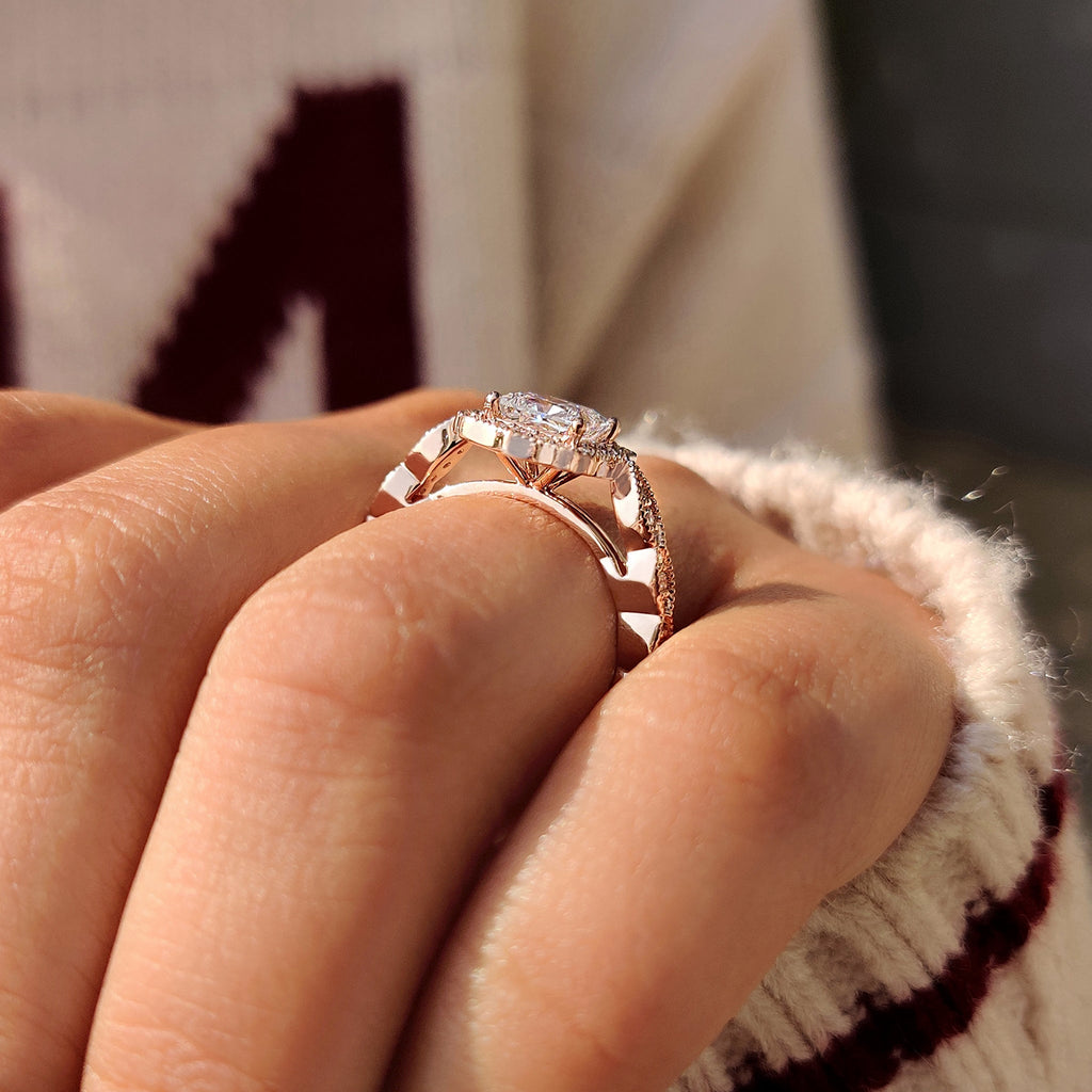 Halo Style Princess Cut Vintage Diamond Engagement Ring